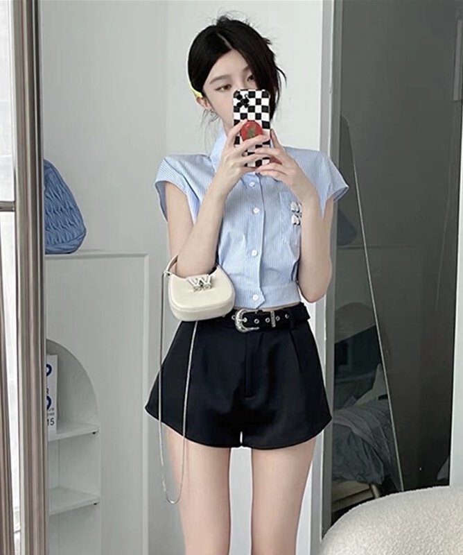 [Linna] Korean slim fashionable ins casual shorts (with belt) 90126# zxx