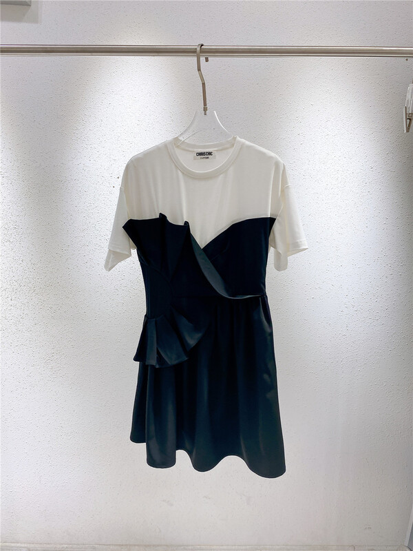 goods in stock! New in early summer! [iris chic] simple foreign style contrast color matching dress s220132# ozq