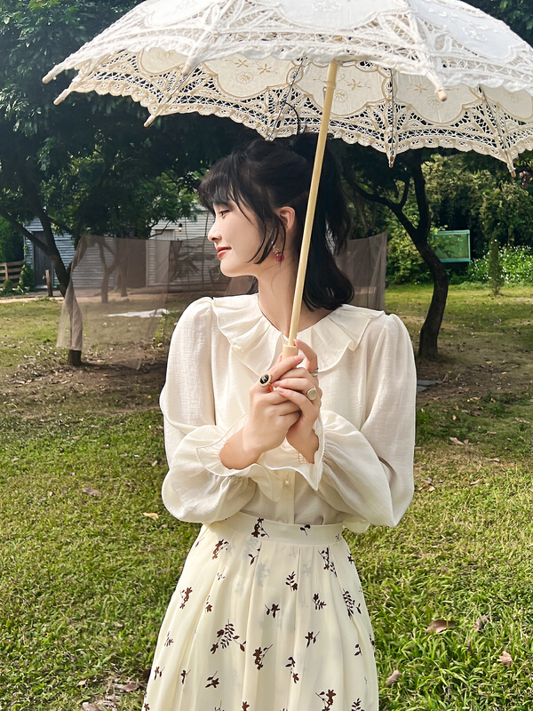 早春上新！【蓉兒家】單排扣百搭甜美小衫  30662#  HJY