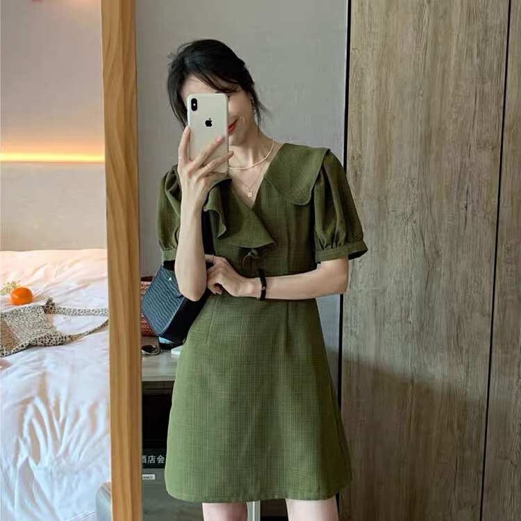 [MK] V-neck lady dress 3235# hjy