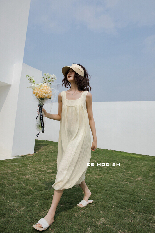 [es modish] pure fairy square neck suspender dress ops1645# XYJ