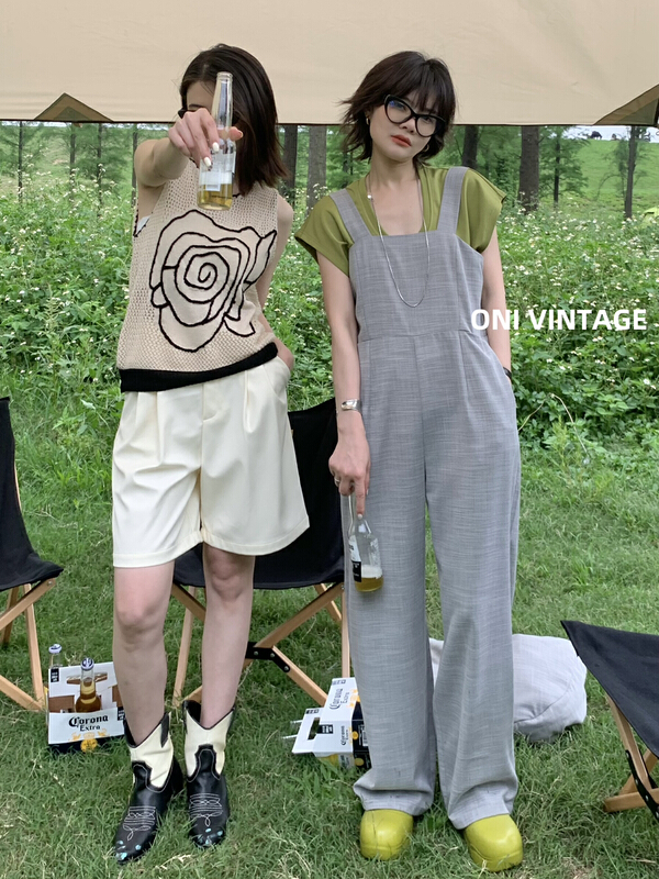 [onivinage oni] flower fashion loose vest / suspender ow224n5326# zxl