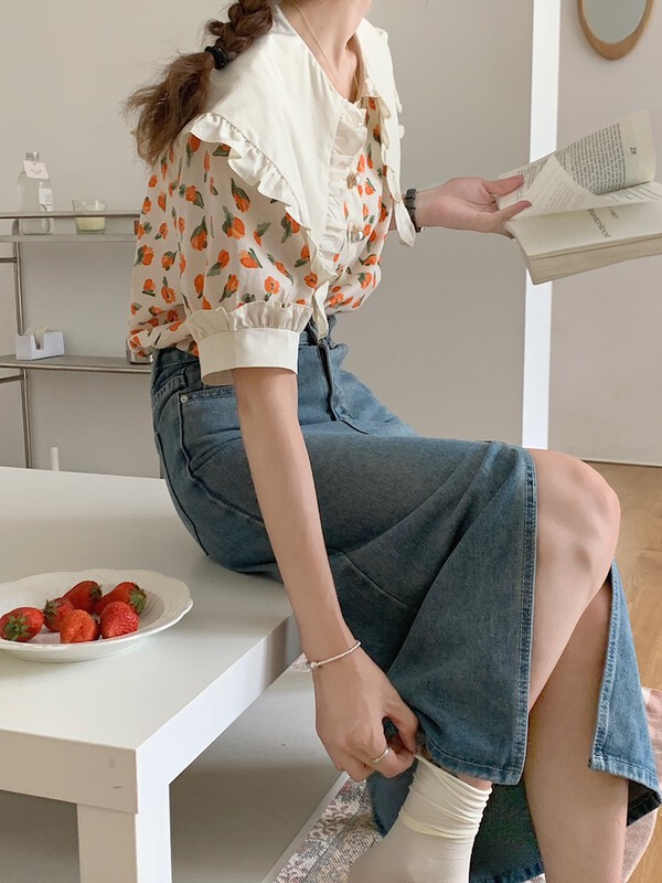 goods in stock! New in early summer! [Mimosa] Korean Ladies' large lapel shirt 1152# hjy