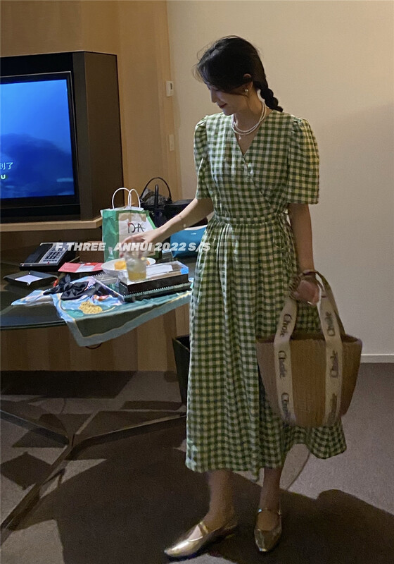 New in early summer! [f.three] one piece design Plaid Dress 95162# XJ