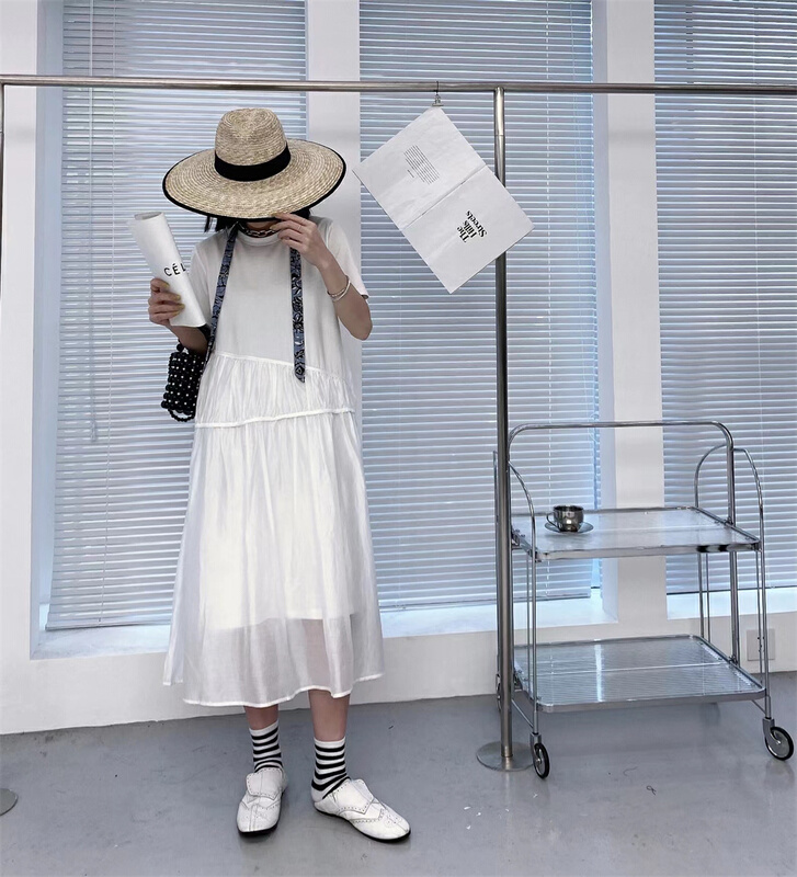 New in early summer! [Hyso] loose round neck mid length dress 8877# XJ