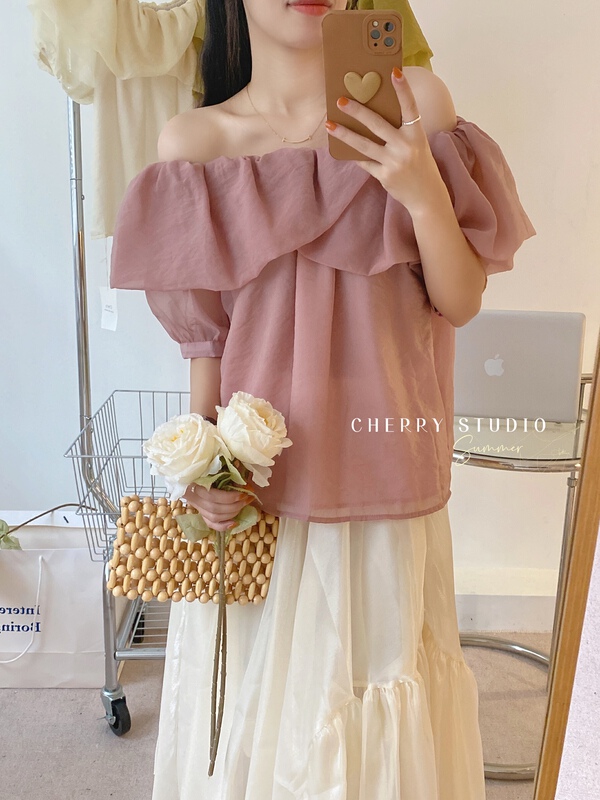 [cherry studio] sweet one shoulder Tencel blouse 5220# HBx