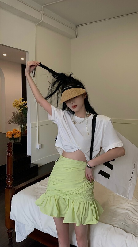 [ID] round neck fashion hot girl short sleeve T-shirt (excluding necklace) 3088# LSL