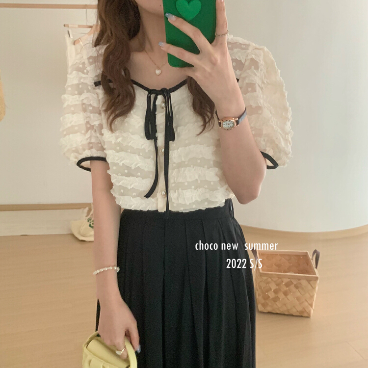 [choco] xiaoxiangfeng Square Neck Lace Blouse (only selling blouses) 8300# HBx