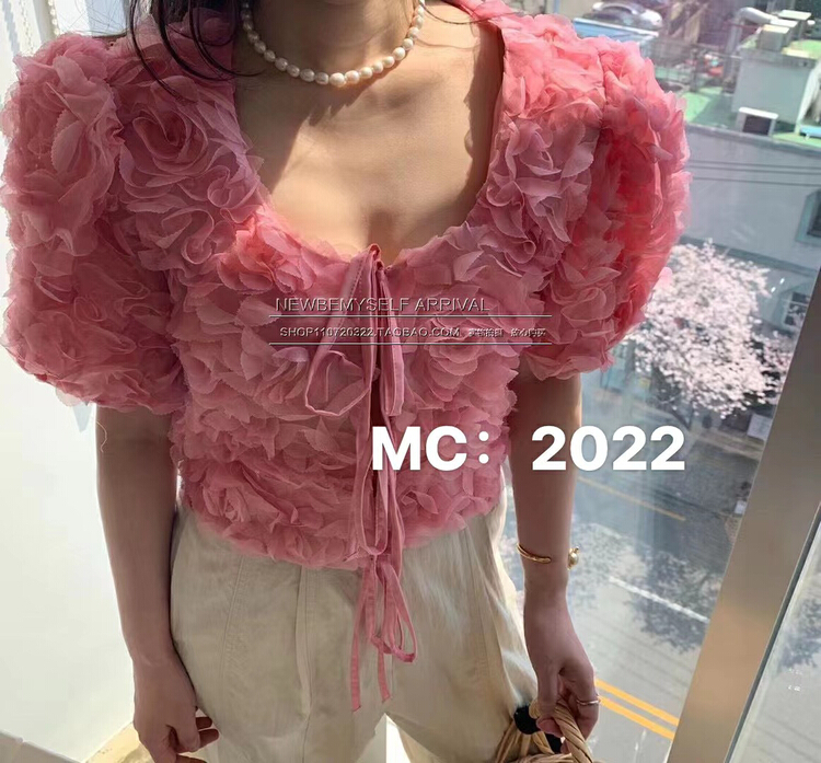 [MC] wear Korean Rose Lace Up blouses at the front and back (only sell blouses) 8905# ozq