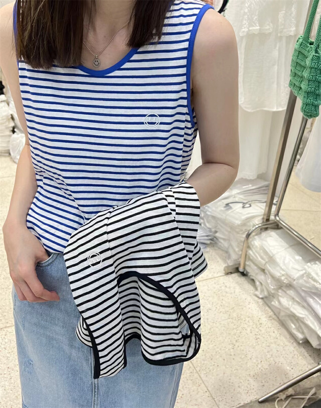 [td] simple and versatile striped vest / sling t003961# XJ