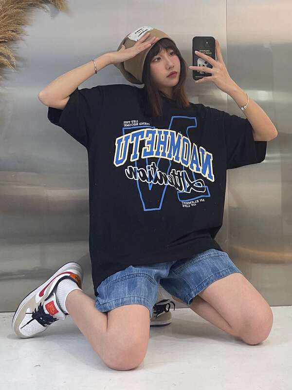 [lab eeda] design sense niche American retro Street short sleeve T-shirt 3053# ozq