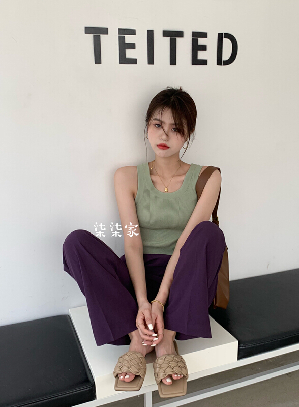 New in early summer! [Qiqi clothes house] simple fashion, foreign style, slim and slim sleeveless sweater 457# XYY