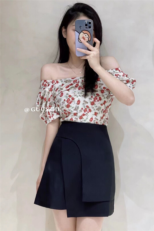 New in early summer! [ancient illustration] Korean women's floral short shirt 3008# hjy