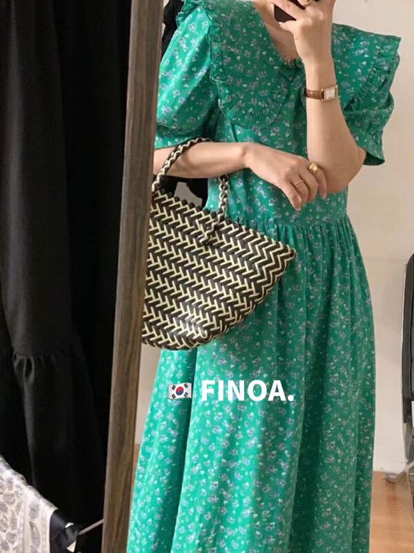 [finoa] Korean casual loose floral dress 986# CLS