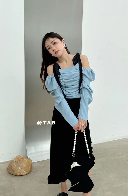 Early spring! [tabmini] lady temperament color contrast shirt 19310# WPL