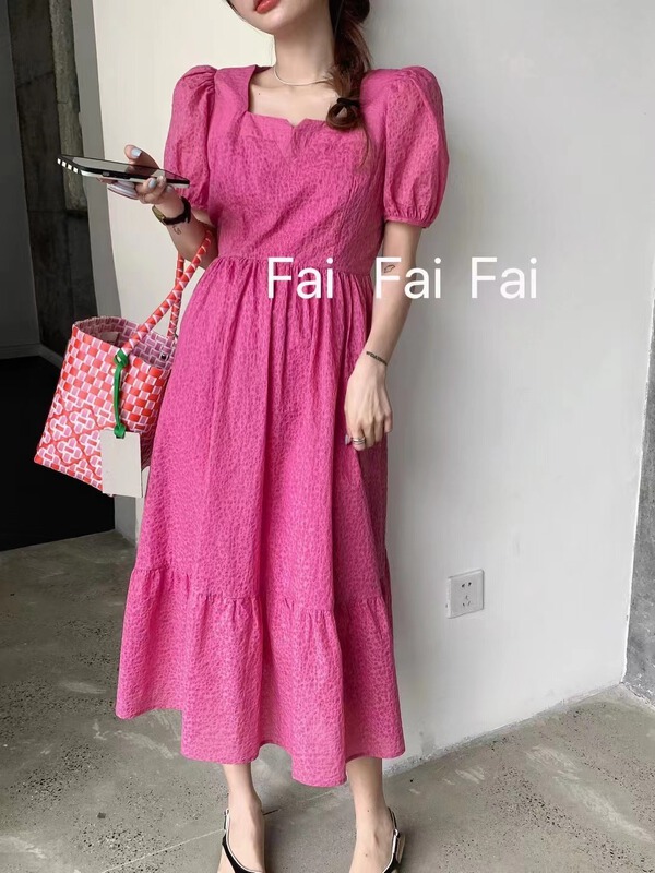 [Fai] fashion solid color medium length dress 8785# ZZL