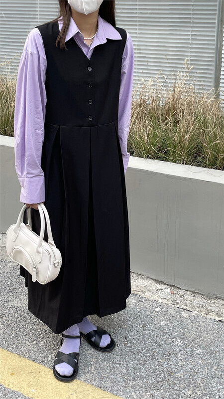 [blooming's] Korean loose solid sleeveless dress 6805# cqw