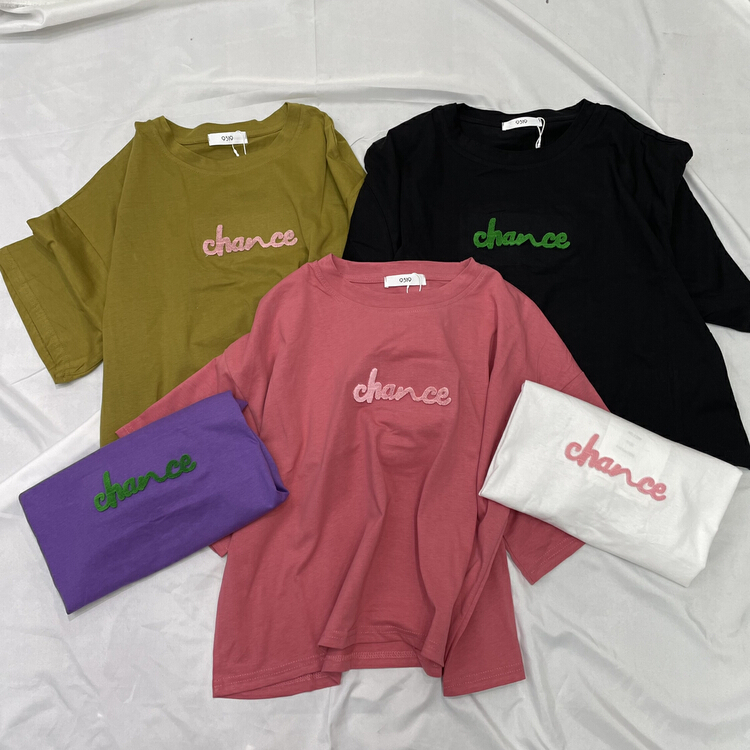 [9319] Korean versatile loose letter short sleeve T-shirt 122# L