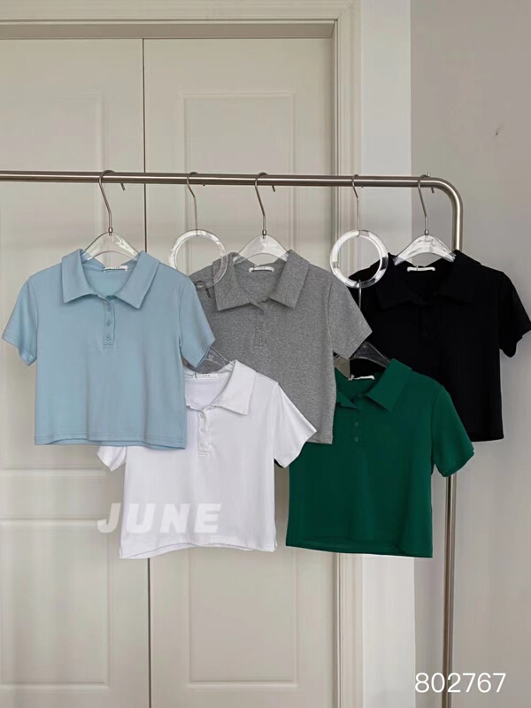 [June] simple solid color versatile short sleeve T-shirt 802767# XYY
