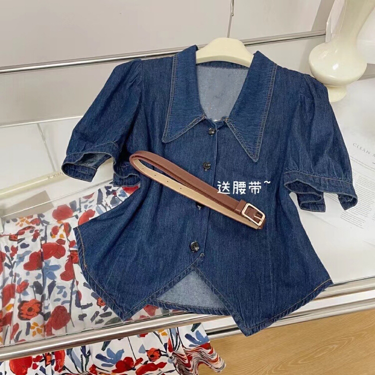 New in early summer! [YG] French single breasted Korean shirt + slim waist and versatile skirt suit (with belt) 357# lwy