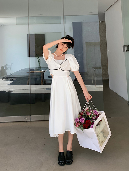 New in early summer! [Penny vogue] color stitching fashion girl dress 65805# LSL
