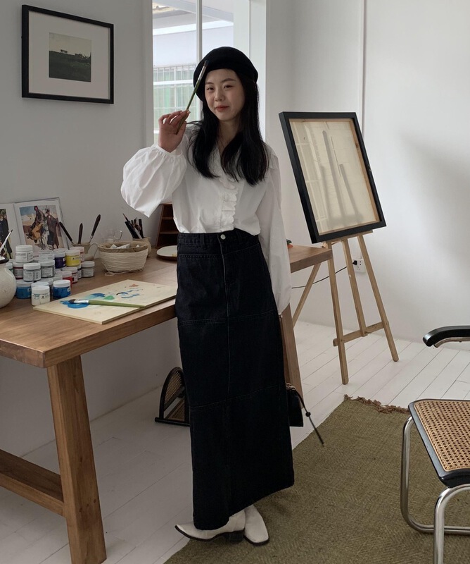 New year in early spring! [Hua Muzi] Korean versatile split design denim skirt 70182# zxl