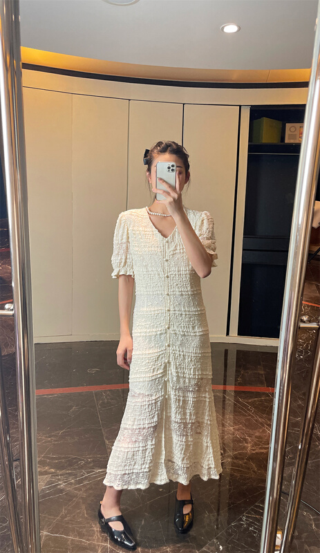 New in early summer! [liger] Korean fashion V-neck single breasted long dress 1456# WPL
