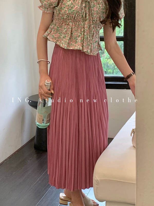 New in early summer! [ing] temperament versatile elastic waist skirt 7680# HBx