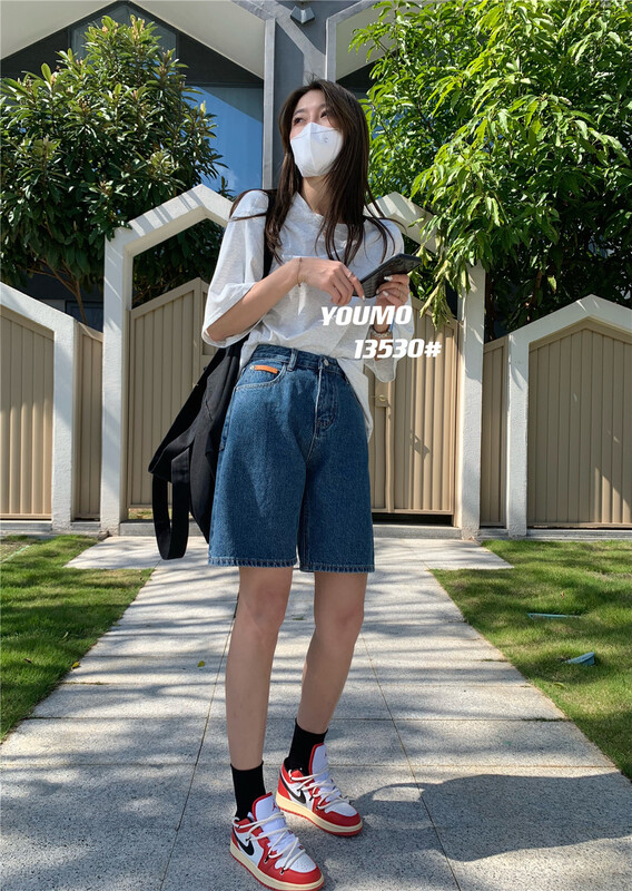 Summer new! [suxinlan] Korean fashion basic versatile denim shorts 13530# LSL