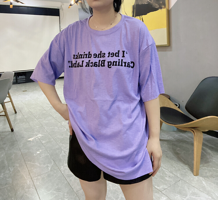 [Qijia +] round neck loose print short sleeve T-shirt 00011# zyh