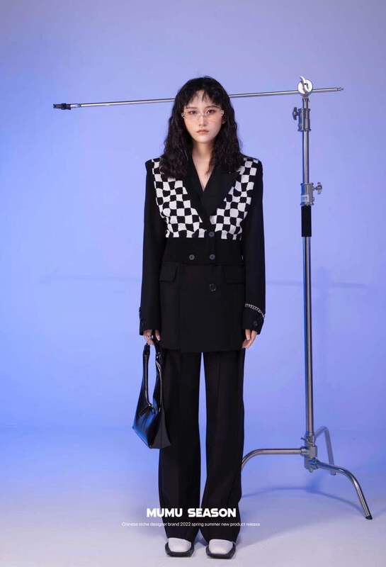 New year in early spring! [Mumu sea] shoulder pad check V-neck vest 2281# zxl