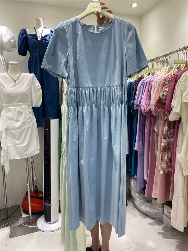 [A-One] waist closed solid versatile dress 9835# LSW