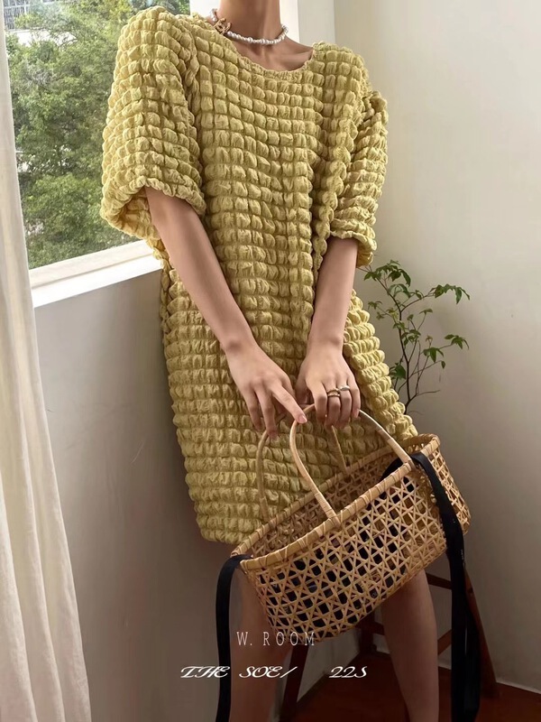 New in early summer! [w.room] bubble sleeve round neck loose dress 5227# zxl