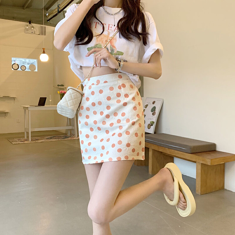 goods in stock! New in early summer! [timely rain] Han Feng ins design wave point high waist thin skirt 99983# WPL
