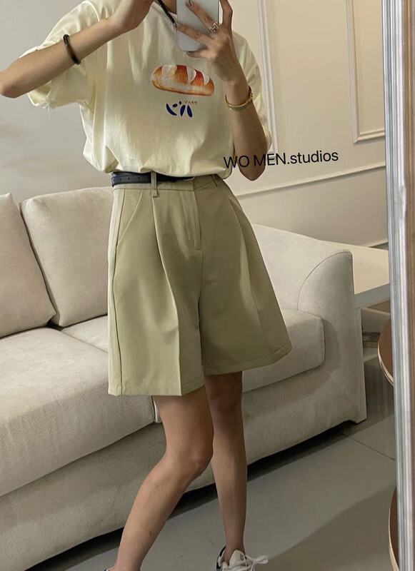 [Wo / men] versatile basic loose five point trousers (with belt) 2363# zxl