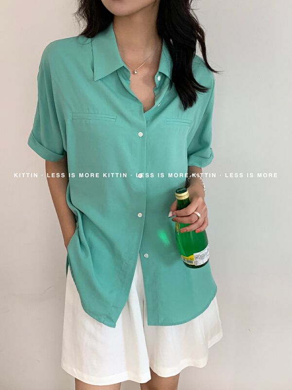 New in early summer! [Kittin] niche design Tencel shirt 8510# XYY