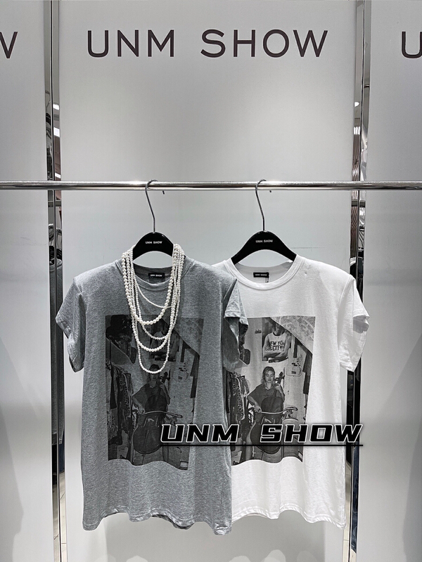 [unm-show] Figure print loose short sleeve T-shirt (T-shirt only) 6256# WTT