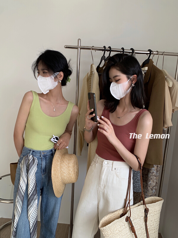 [lemon green tea] simple solid color versatile vest 2079# hjy