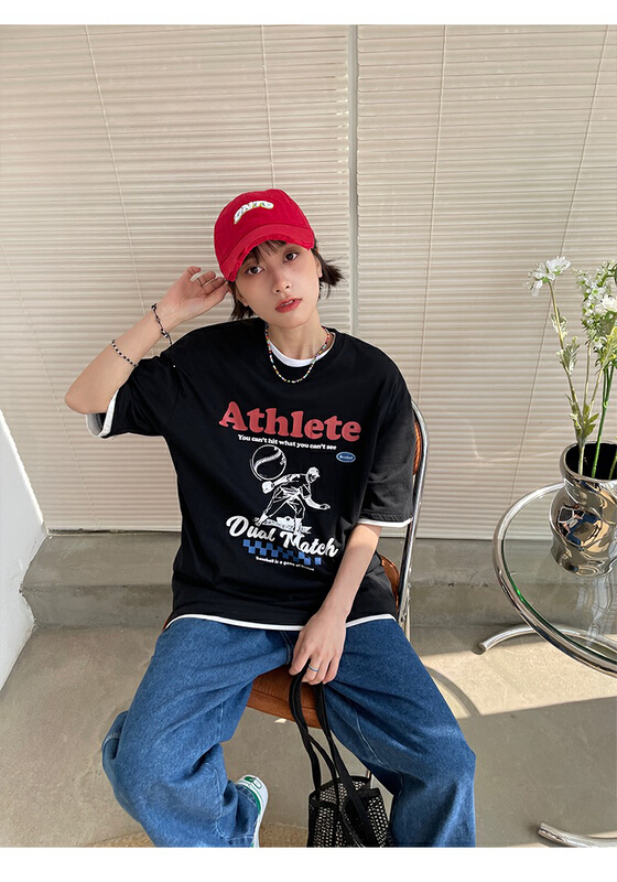 [lab eeda] American street print loose design Short Sleeve T-shirt 3062# ozq