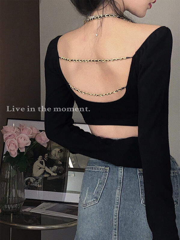 New year in early spring! [Amanda] pure desire for style, collarbone, open back chain, short blouse (only selling blouses) 5027# PCZ