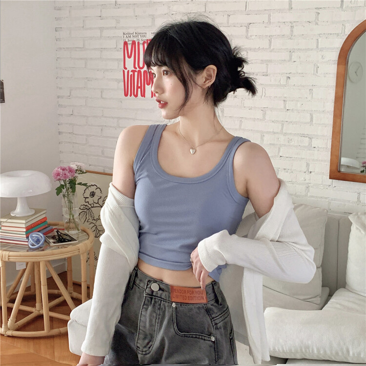 New in early summer! [free Valley] Korean simple sleeveless vest / sling 4707# LSW