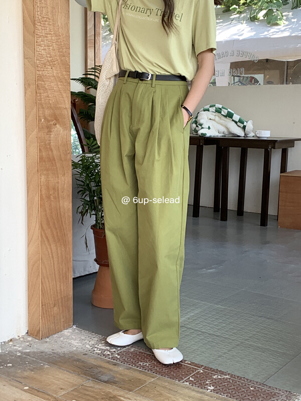 [6-up] Korean versatile comfortable casual pants (with belt) 68120# XJ
