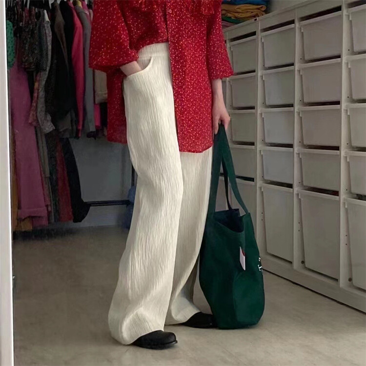 [td] elastic waist straight tube versatile casual pants k001589# XJ