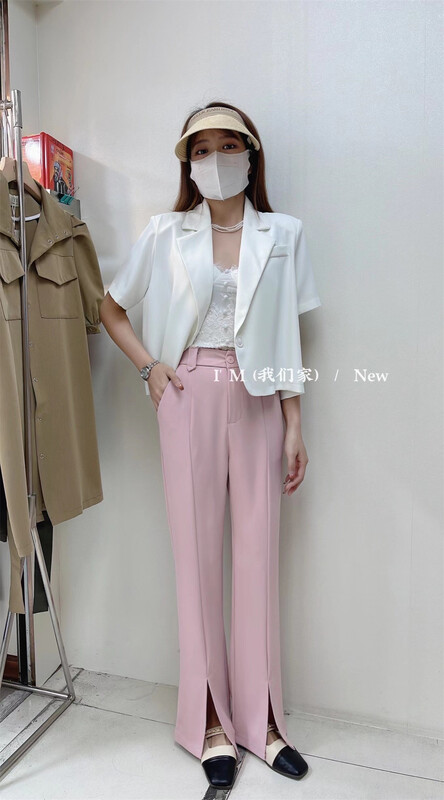 goods in stock! New in early summer! [I'm] simple and versatile micro flare split casual pants 968# cqw