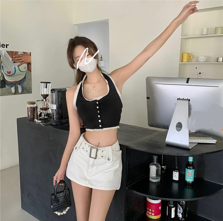 [u.she] Korean slim and versatile denim skirt (with belt) 81041# cqw