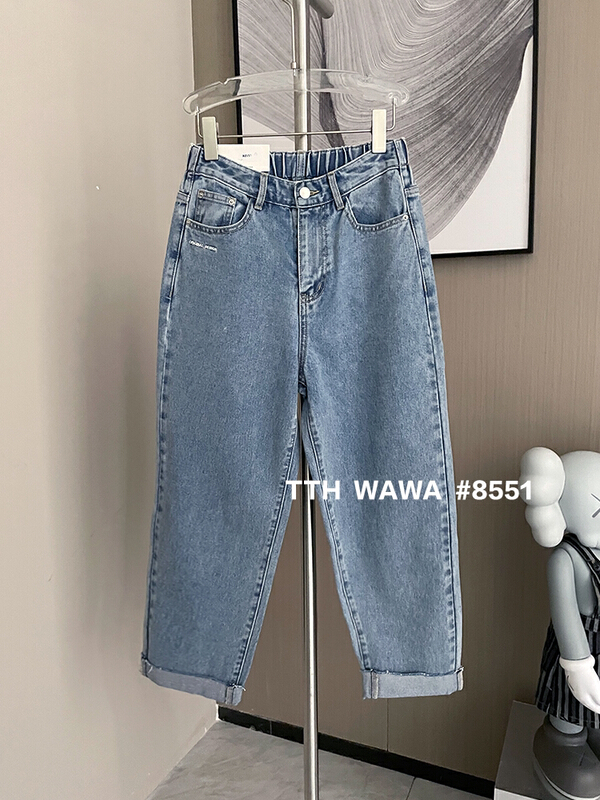 Original price 92.79! [Wawa] Korean elastic waist casual versatile jeans 08551# ozq