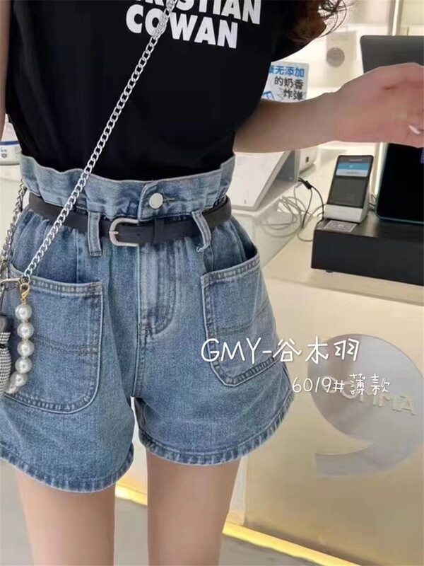 [Gu Muyu] personalized wide leg skinny denim shorts g6019# ZSY