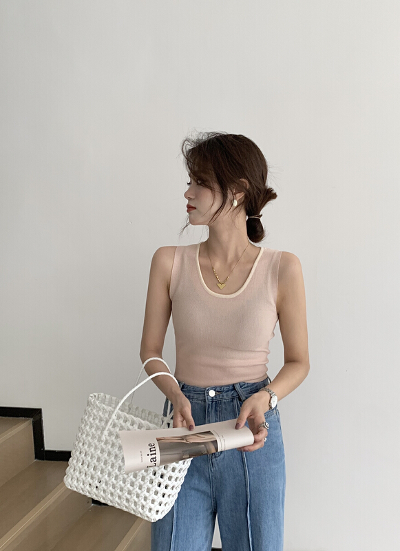 [Qiqi clothing house] simple color matching slim fit vest / sling 460# XYY