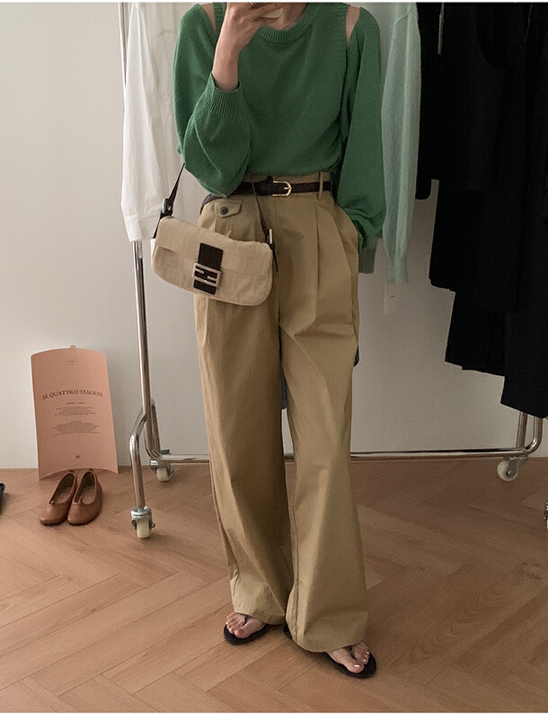 New year in early spring! [the mind] solid color versatile high waist casual pants 60088# jhy
