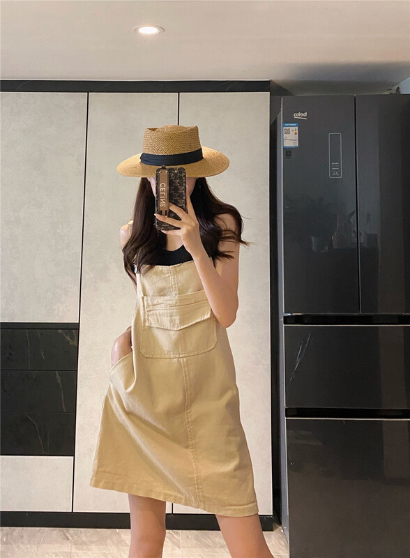 [XOXO] Korean solid color versatile strap skirt 22019# cqw